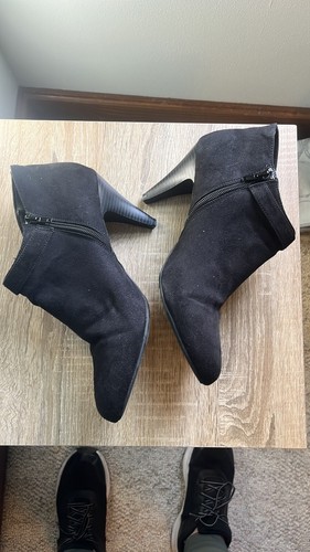 Fioni Womens Size 12 Black Suede Heel Ankle Boots - Picture 5 of 8