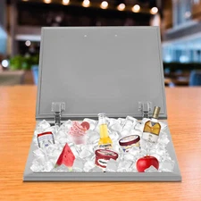 50L Drop in Ice Chest Ice Cooler Stainless Steel Ice Bin w/Cover 21.7*21.7*15.4"