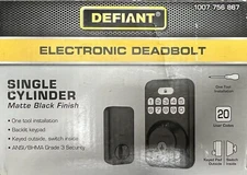 Defiant Single Cylinder Square Electronic Keypad Deadbolt Matte Black