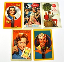 Set mit 5 Coca-Cola Coke vintage Spielkarten 1940'er bis 60's Karten USA