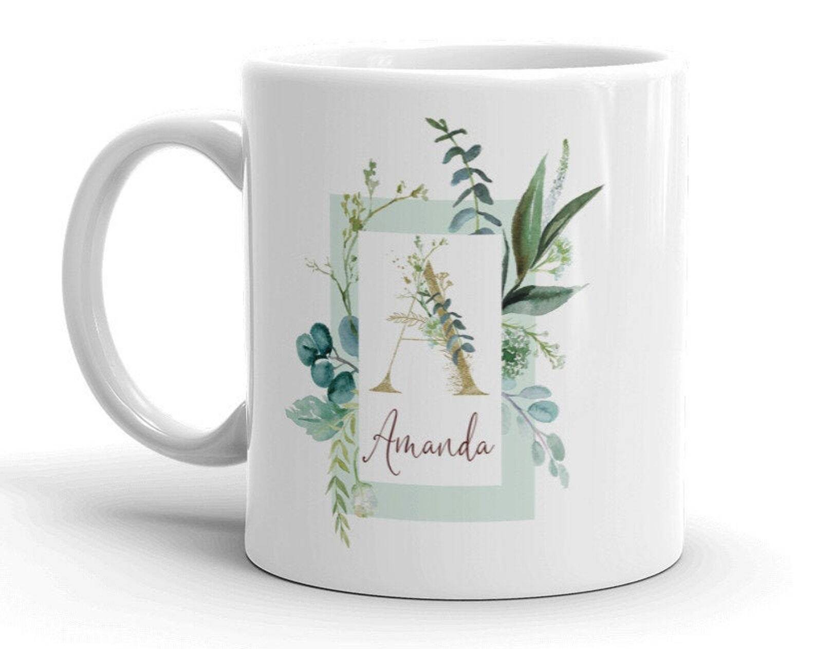 Monogram Grandma Grandparents Elderly Old Woman Mug Initial Letter Name Personal