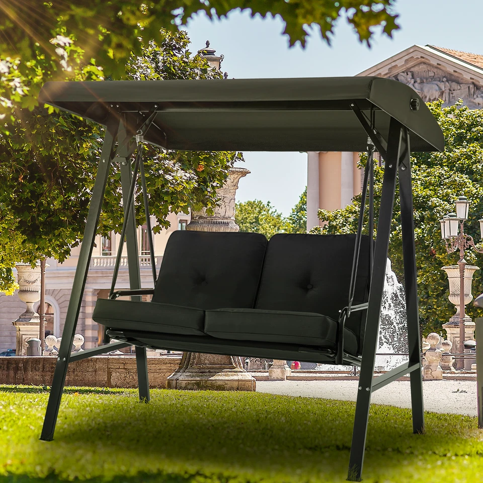 AECOJOY Silla Columpio Porche 2 Plazas Patio Columpio Silla con Soporte y Cojín Extraíble Foto 4 de 4