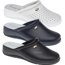 Womens Nurse Mules Hospital Kitchen Sandals Clogs Closed Toe Wedge Shoes Sizes