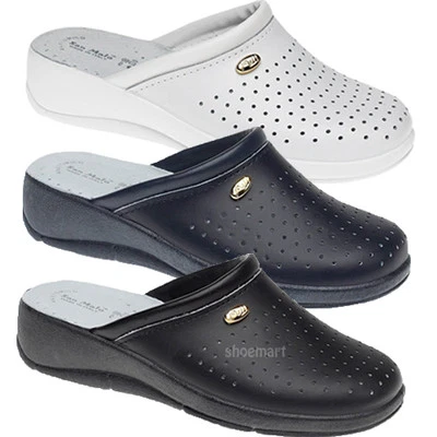 Womens Nurse Mules Hospital Kitchen Sandals Clogs Closed Toe Wedge Shoes Sizes