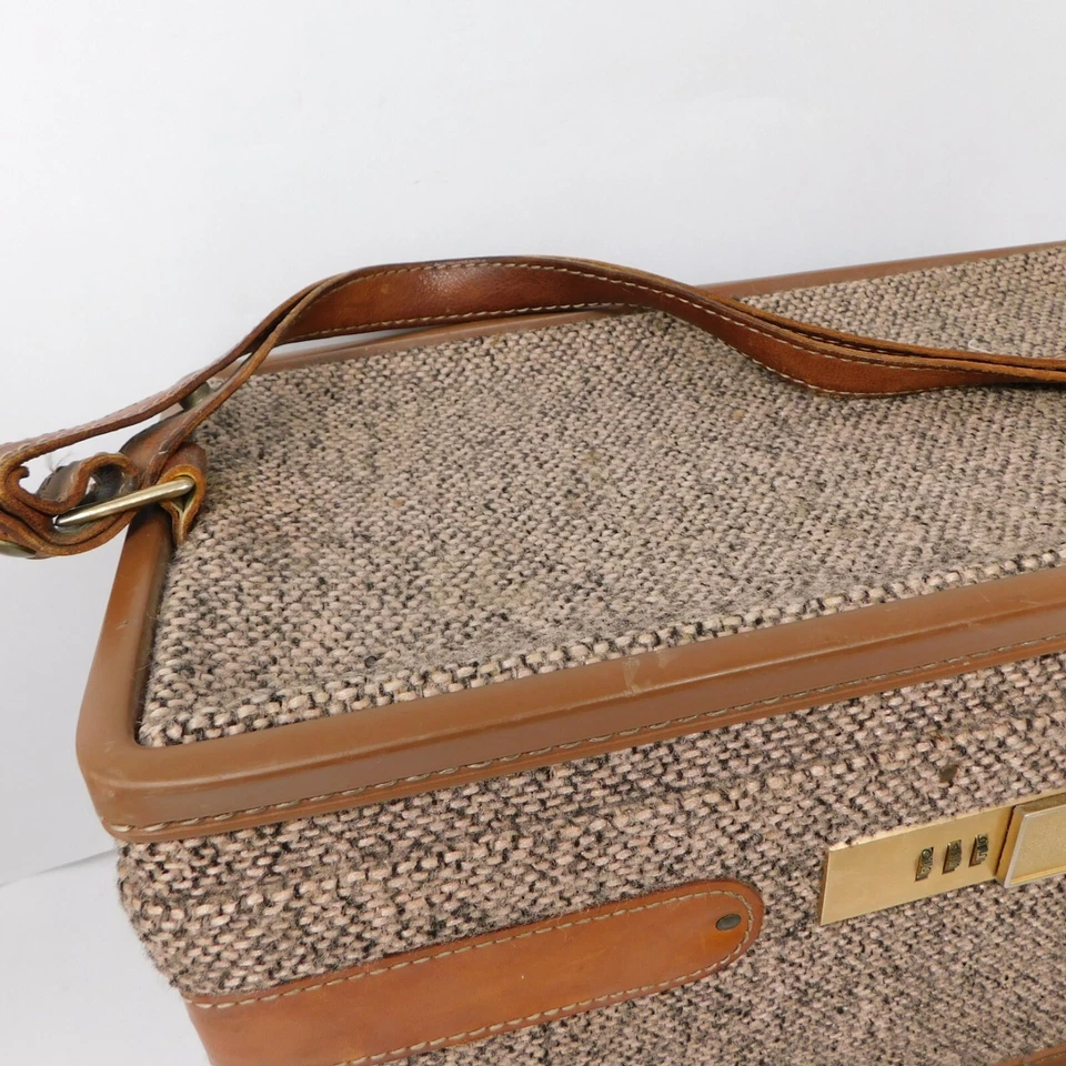 *LEER* Maleta de Cosméticos Hartmann Equipaje Marrón Tweed Llevar Viaje Durante la Noche Foto 4 de 4