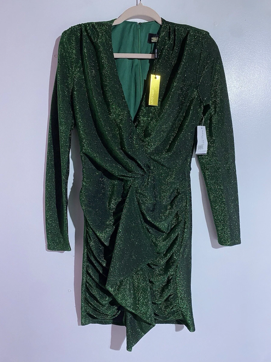 green emerald velvet dress Kim Draped Midi Sheath Dress  ALEXIA ADMOR