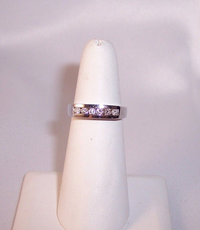 14k white gold 6 round Diamond channel set ring band heart design 0.35ctw custom