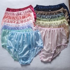 16 Panties Underwear Women Light Nylon Silky Soft Briefs High Waist 30-36"Size L