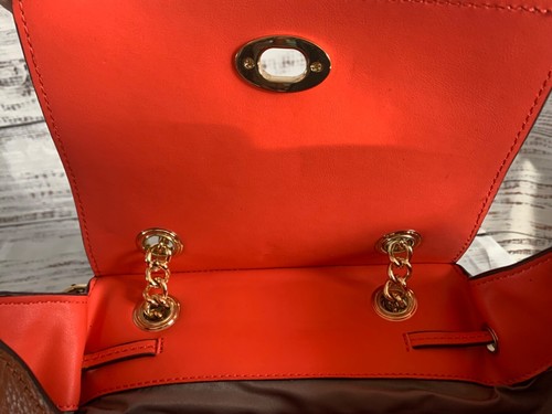 Anne Klein Chain Toggle Backpack Purse Handbag Women Rum Brown Orange NWT - Picture 6 of 7