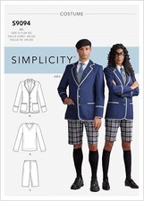 Simplicity Sewing Pattern 9094 Unisex Adult School Uniform Cosplay Costume 34-42