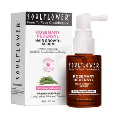 Soulflower Haarwachstumsserum Öl 3% Redensyl 4% Anagain Koffein Rosmarin 30 ML