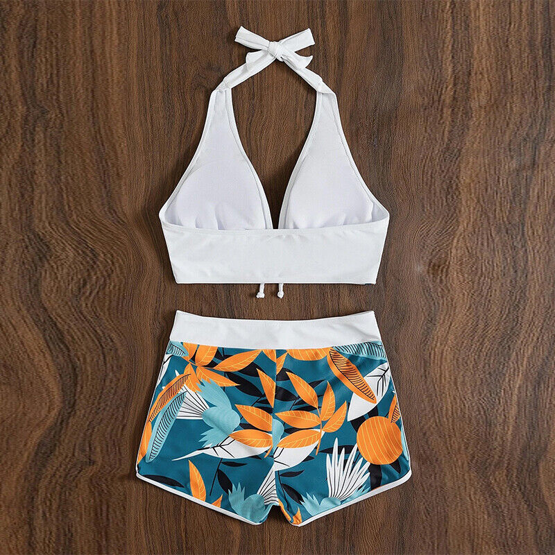 Womens Two Piece Swimsuits Print Swimwear Bra Top and Shorts