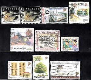 SINGAPORE 1994-96 FOR LOCAL ADDRESSES ONLY 10 STAMPS SCOTT 675B/768 USED