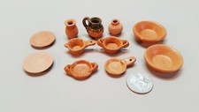 Dollhouse Miniature Terra Cotta Tableware, lot of 11 TC3 