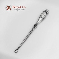 Rose Wreath Button Hook Sterling Silver Handle 1904 Mono GDE