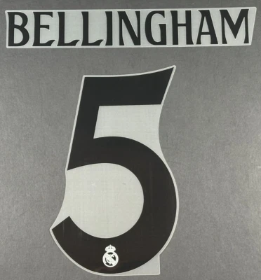 24/25 REAL MADRID BELLINGHAM 5 OFFICIAL AVERY DENNISON HOME PLAYER SIZE NAME SET