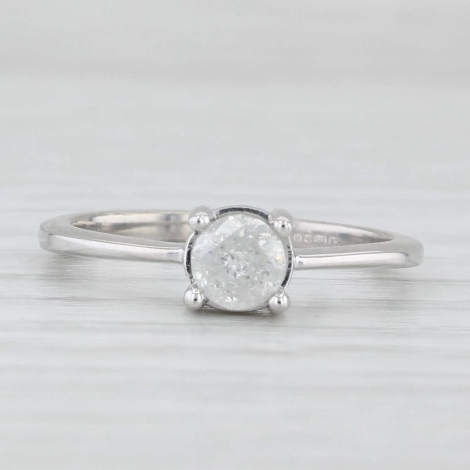 Anel de noivado solitário de diamante redondo 0,45 ct ouro 10k tamanho 5 Jacque Christie certificado de autenticidade - Imagem 2 de 4