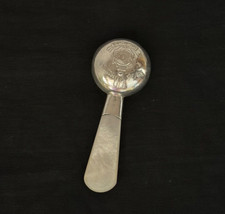 ANTIQUE STERLING SILVER  MOTHER OF PEARL BABY RATTLE