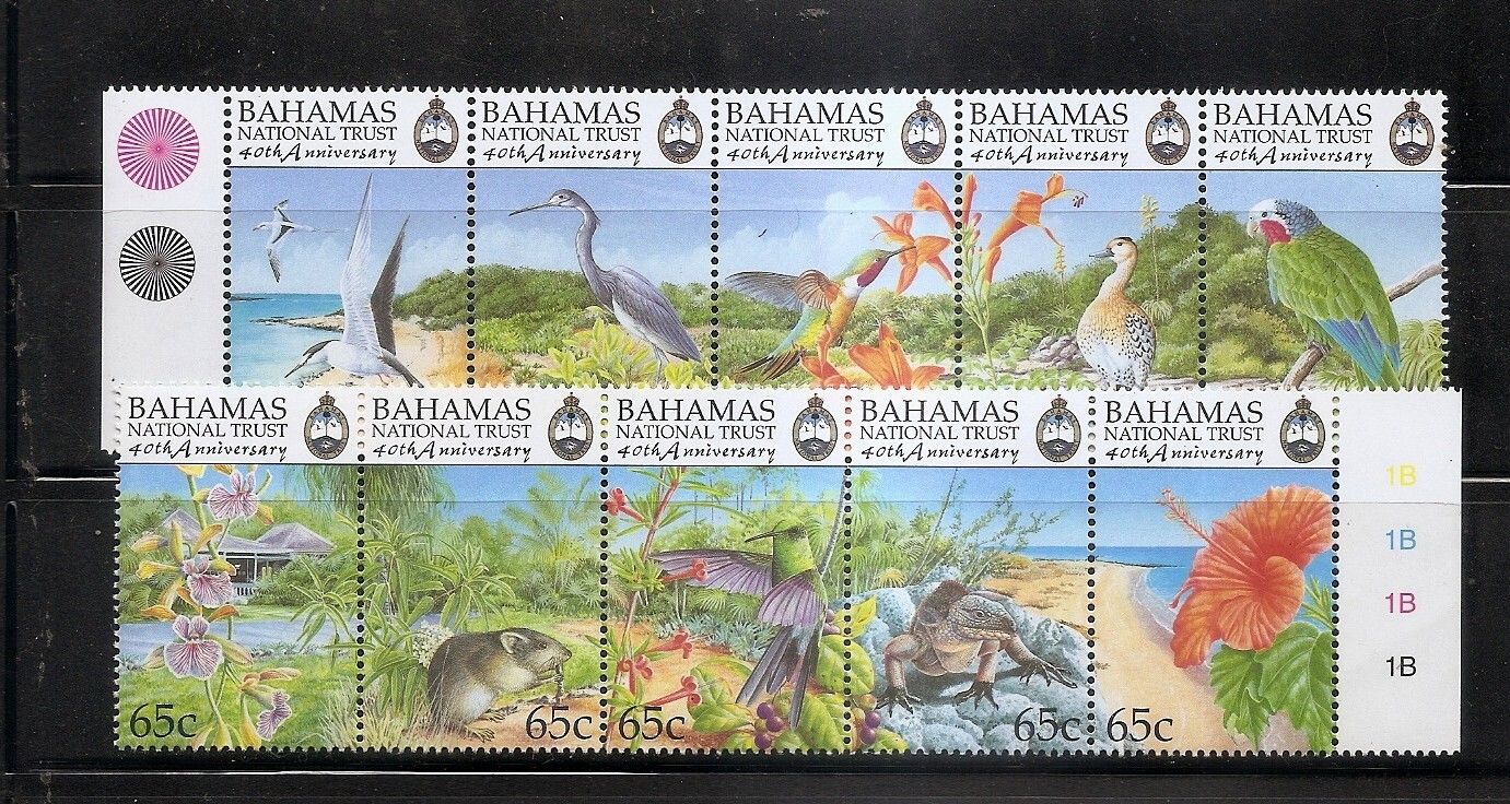 BAHAMAS National Trust Set of 2 Strips of 5 Scott 961/69 MNH