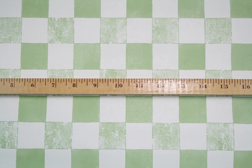 Papel Pintado Norwall NOS Doble Rollo Envejecido Verde Blanco Cuadros Casa de Campo Rústica Foto 3 de 4