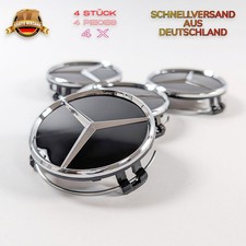 4x Mercedes Nabendeckel 75mm Schwarz Nabenkappen Felgendeckel Kappen B66470200