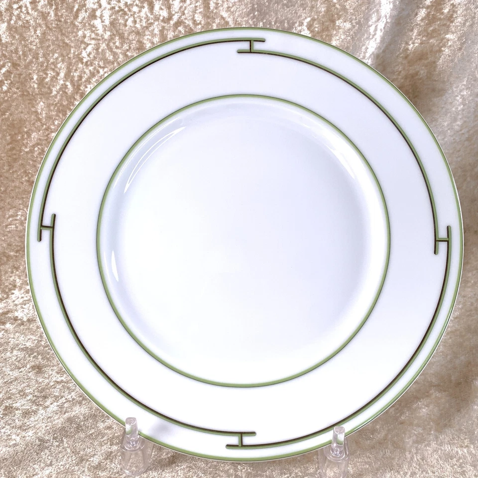Juego de 2 vajilla de porcelana verde ritmo ritmo plato de postre Hermes Foto 3 de 4