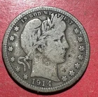 1914 US Barber SILVER Quarter "Philadelphia" Mint! VG+ Old US Coin!