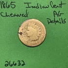 1865 Indian Head Cent Penny 1c AG About Good Details Cleaned Bronze