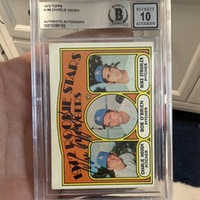 1972 Topps #198 Rookie Stars Dodgers Charlie Hough Auto Beckett 10