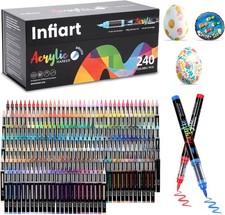 240 Colors Acrylic Paint Markers Brush Tip, Automatic Ink Control Acrylic Paint