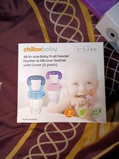 All In One Baby Fruit Feeder Pacifier  Silicone Teether with Cover 2 Pack New