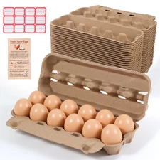 24 Pack Dozen Egg Cartons Bulk 12 Count, Empty Natural Paper Pulp Egg Cartons...