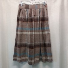 Vtg Robyn USA Skirt Women's 9/10 Plaid Side Button Wool Blend 70s Grannycore