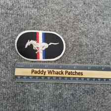 Vintage Ford Mustang Patch Car Auto Red White Blue Strip 70s 80s Muscle Cars AC1