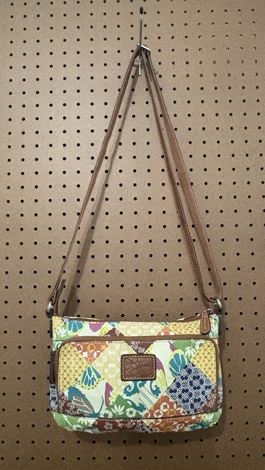 Fossil Multi-colored Patchwork Crossbody Purse w/… - image 1