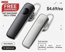 Wireless Bluetooth Headset Single Earbud Handsfree Driving Earphone for Phone