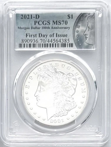 2021 D SILVER MORGAN DOLLAR DENVER MINT MARK FIRST DAY OF ISSUE PCGS MS70