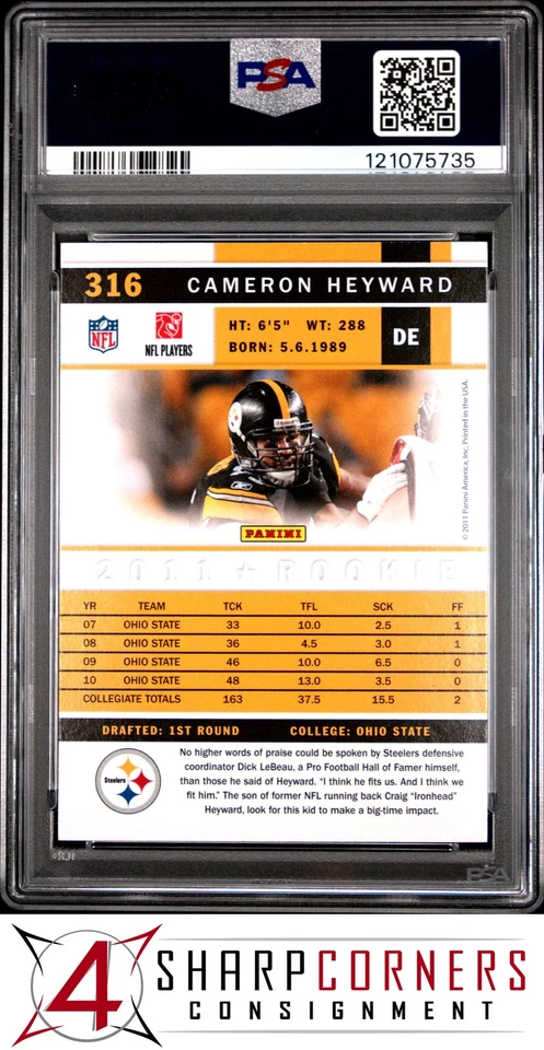 2011 SCORE FACTORY SET #316 CAMERON HEYWARD RC POP 3 PSA 10 - Image 2 of 3