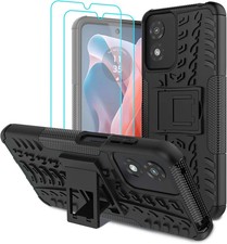 for Moto G Play 2024 Case with 2 Pack Screen Protector,Military Grade Black