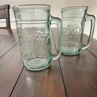Vintage Coca-Cola Embossed Clear 16oz Glass Mugs Set of 2