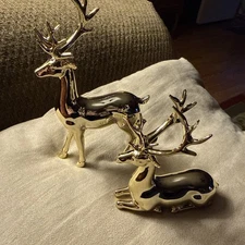 Love This Golden Plated Plastic Golden Color Set Of 2 Reindeer Figurines