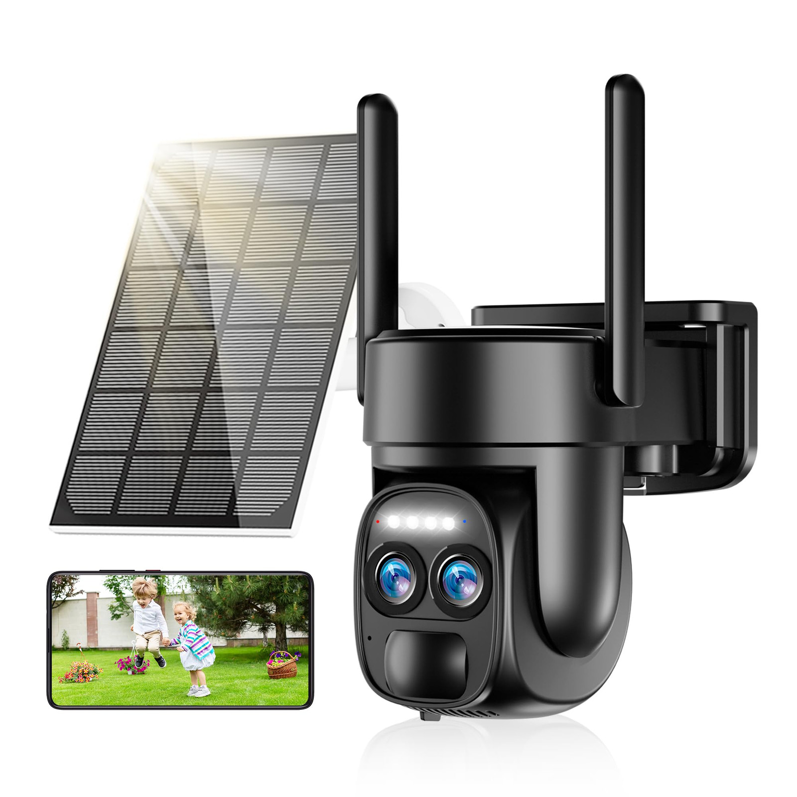 4K Solar Security Cameras Wireless Outdoor, 2.4g & 5g WiFi PTZ Camera Battery...