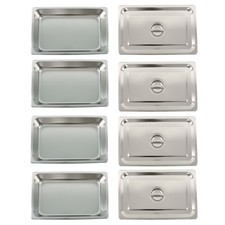 4" Deep Full Size Steam Table Pans w/ Lids 4 Pack Set Hotel Food Buffet