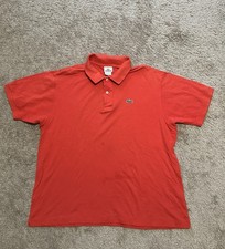 Lacoste Polo Shirt Mens 7 2XL Croc Pique Cotton Collared Orange Short Sleeve