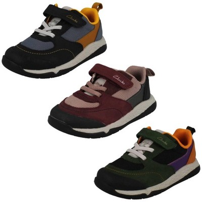 Kinder Clarks Steggy Stride Freizeit Klettverschluss Turnschuhe 