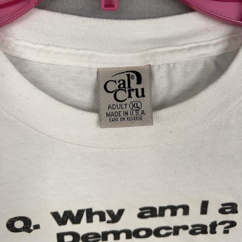Vintage Democrat Shirt Mens XL White Political 90s Activist Rally USA Donkey Tee - Picture 6 of 14