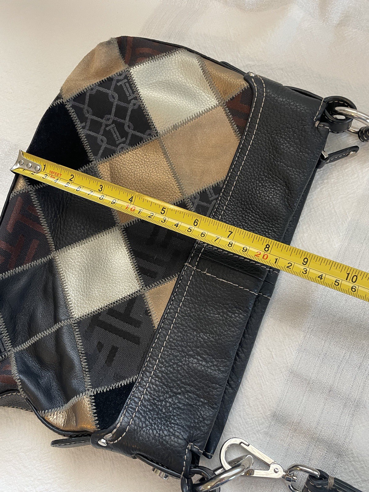 Tignanello Patchwork Leather Black Silver Camel C… - image 6