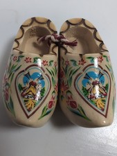 Vintage Hand Painted Wooden Clogs Dutch Shoes Holland Windmill Souvenir Pair 2.5