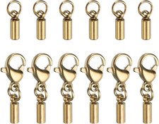 6pcs Cord End Cap 2mm ID Lobster Claw Clasp End Caps Stainless Steel for DIY Bra