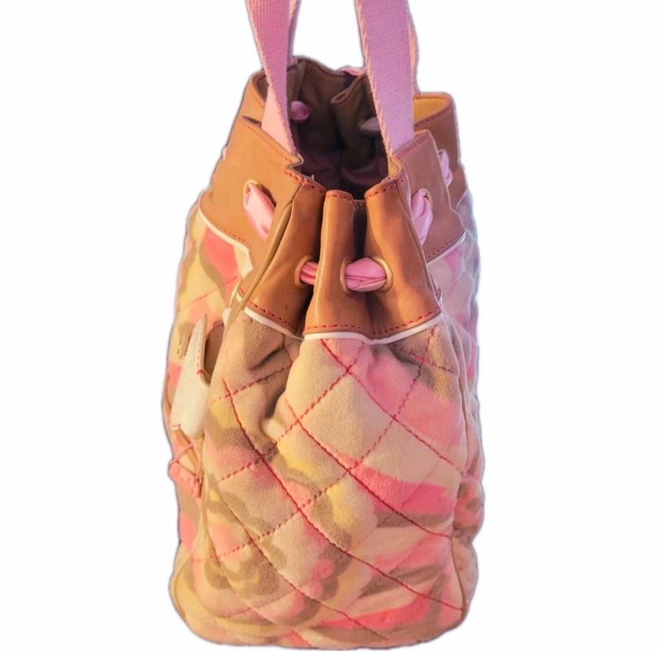 Винтажная Juicy Couture Daydreamer 🩷 розовый 🩷 пейсли бархат очень редкая сумка с короткими ручками трудно найти - Изображение 4 из 4